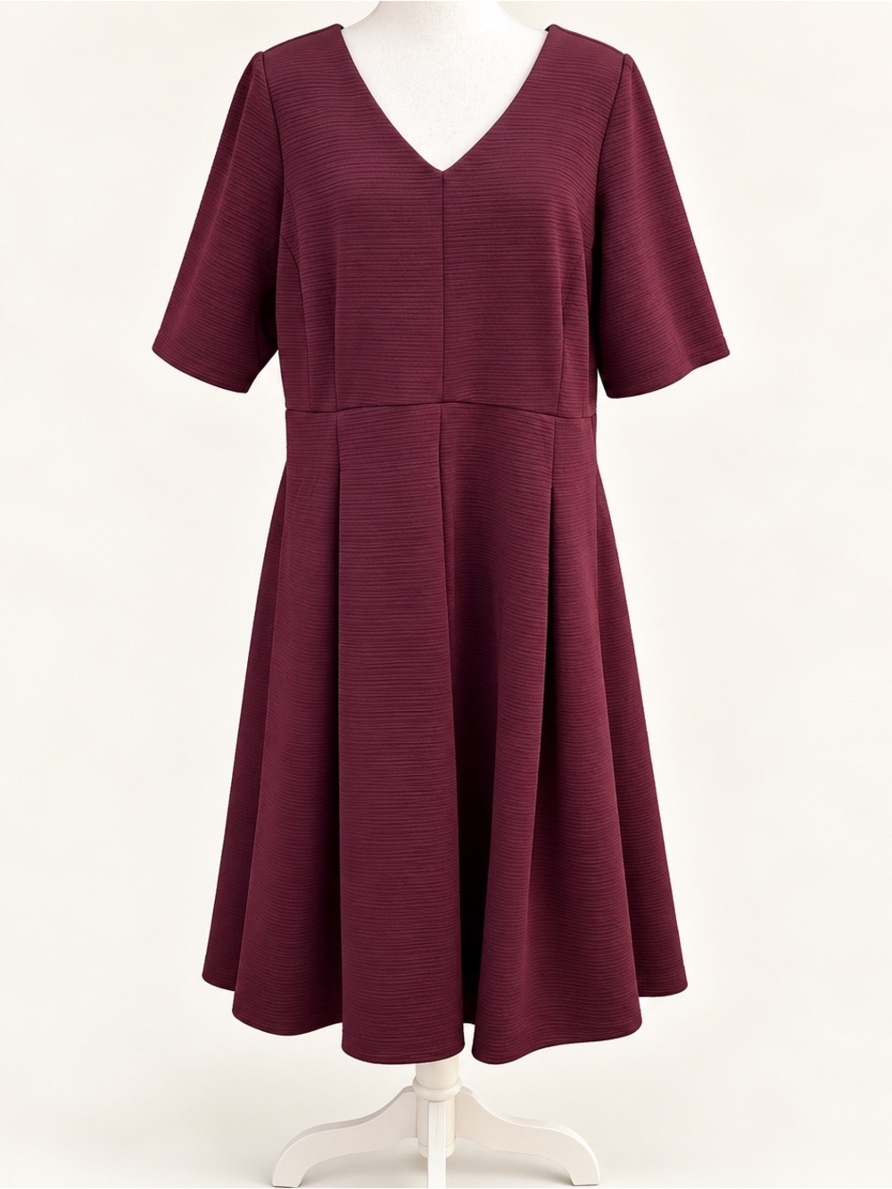 Lane Bryant • Textured Fit & Flare Midi Dress • Burgundy Plum • Size 22/24